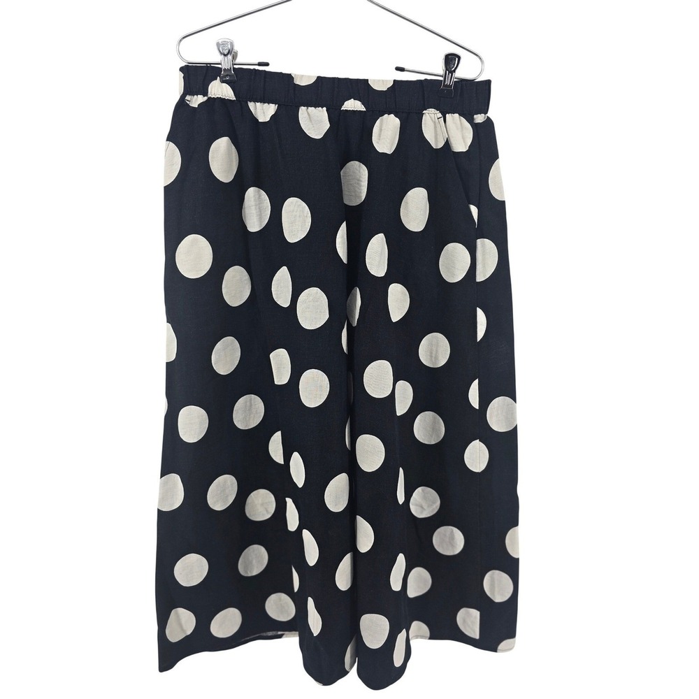 Tabitha Brown x Target Pants Womens M Polka Dot Black White Wide Leg Linen EUC